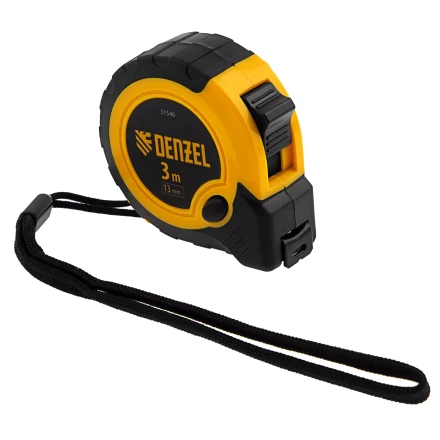 Рулетка Denzel 3м х 13мм, двухкомп. корпус, кнопка-пауза, 31540 купить в Сургуте