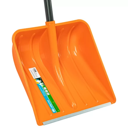 Лопата для уборки снега пластиковая Сибртех, 400х405х1380 мм, стальной черенок, усиленная 61666 купить в Сургуте