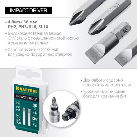 Биты для ударно-поворотных отверток KRAFTOOL 25551 купить в Сургуте