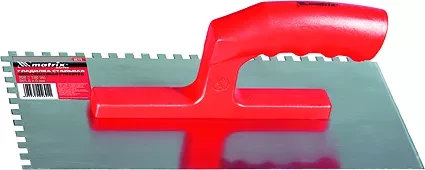 Гладилка стальная 280 х 130 мм зеркальная полировка пластмас. ручка зуб 6 х 6 мм  MATRIX 86775 купить в Сургуте