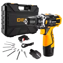 Дрель аккумуляторная DEKO DKCD12FU-Li SET3, 063-4173, в кейсе + оснастка 13 шт