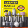 Набор STAYER "MASTER": Абразивные минишарошки-насадки для гравера и дрели, хвостовик d 3,2 / 6,0мм, 10 предм. 2989-H10 купить в Сургуте