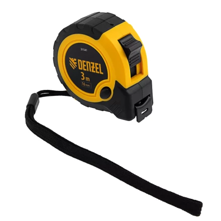 Рулетка Denzel 3м х 16мм, двухкомп. корпус, кнопка-пауза, 31541 купить в Сургуте