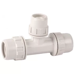 Тройник ЗУБР "ШиреФит" редукционный "штуцер с гайкой - внутренняя резьба - штуцер с гайкой", 26мм-16мм-26мм 51506-26-16-26