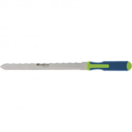 Нож для резки теплоизоляционных панелей 2-стороннее лезвие обрезиненная рукоятка 420мм лезвие-280мм Сибртех 79027 купить в Сургуте