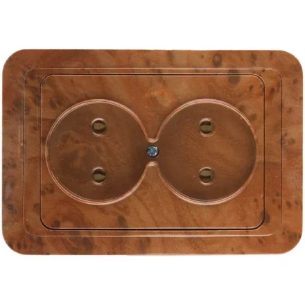 Розетка СВЕТОЗАР &quot;ГАММА&quot; без заземления, двойная, цвет орех, 16А/~250В SV-54102-N купить в Сургуте