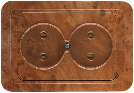 Розетка СВЕТОЗАР &quot;ГАММА&quot; без заземления, двойная, цвет орех, 16А/~250В SV-54102-N купить в Сургуте