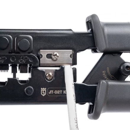 Кримпер многофункциональный КВТ JT-02T с 2 встроенными модулями для обжима RJ-45, RJ-12, RJ-11 (89229) купить в Сургуте