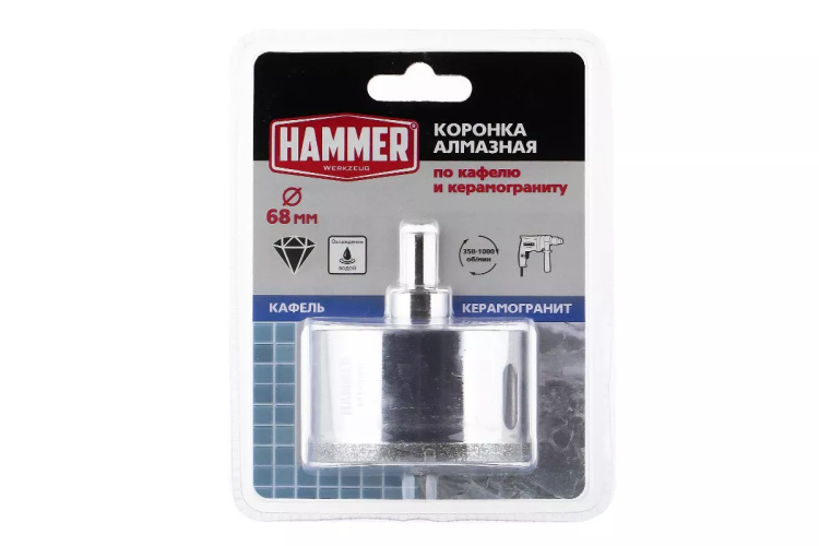 Коронка алмазная HAMMER Ф68мм HEX (DHS 68.0*65/5) купить в Сургуте