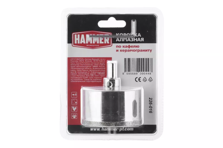 Коронка алмазная HAMMER Ф68мм HEX (DHS 68.0*65/5) купить в Сургуте