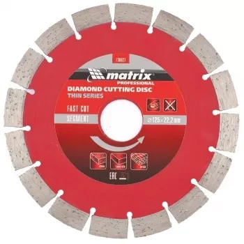 Диск алмазный отрезной сегментный ф125х22,2мм тонкий сухое резание MATRIX Professional 730627 купить в Сургуте