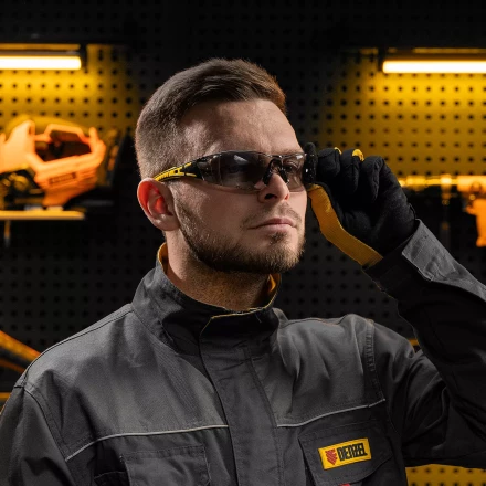 Очки защитные открытые Denzel 89193, поликарбонатные, дымчатая линза, 2х комп.дужки купить в Сургуте