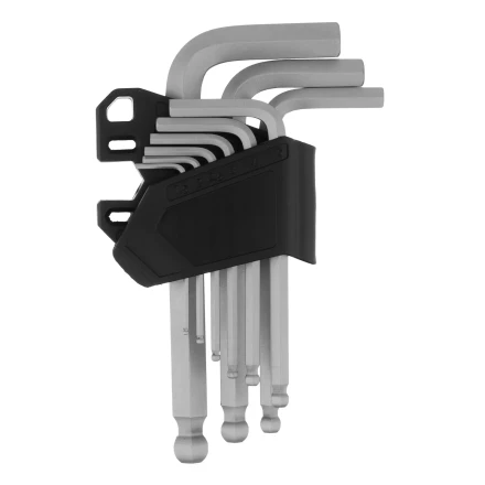 Набор ключей имбусовых, HEX, 1,5-10 мм, CrV, 9 шт., с шаром Сибртех 123627 купить в Сургуте