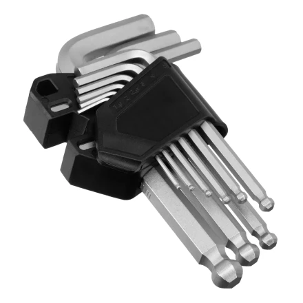 Набор ключей имбусовых, HEX, 1,5-10 мм, CrV, 9 шт., с шаром Сибртех 123627 купить в Сургуте