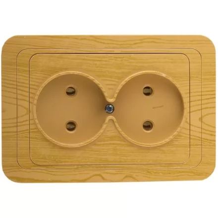 Розетка СВЕТОЗАР &quot;ГАММА&quot; без заземления, двойная, цвет ольха,16А/~250В SV-54102-A купить в Сургуте