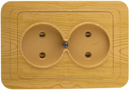 Розетка СВЕТОЗАР &quot;ГАММА&quot; без заземления, двойная, цвет ольха,16А/~250В SV-54102-A купить в Сургуте