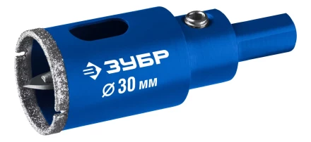 ЗУБР АГК d 30 мм (центр. сверло, трехгр. хвост, Р60), Алмазная коронка, Профессионал (29850-30) купить в Сургуте