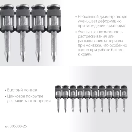 ЗУБР CN 25 х 2.7 мм, гвозди по бетону оцинкованные, 1000 шт (305388-25) купить в Сургуте