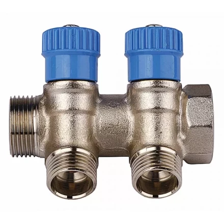 Коллектор GENERAL FITTINGS для холодной воды, вентили, никелированная латунь, вход 3/4&quot; - 4 выхода 1/2&quot; 51046-3/4-1/2-CT4 купить в Сургуте