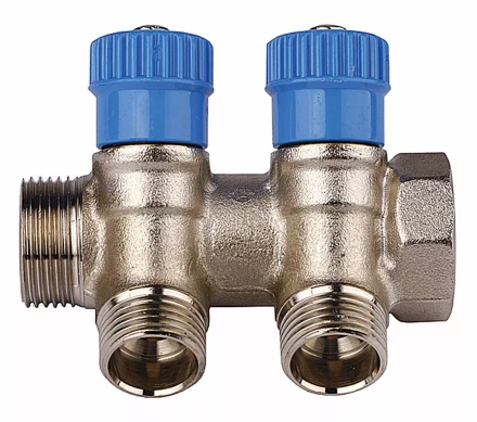 Коллектор GENERAL FITTINGS для холодной воды, вентили, никелированная латунь, вход 3/4&quot; - 4 выхода 1/2&quot; 51046-3/4-1/2-CT4 купить в Сургуте