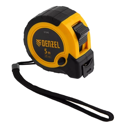 Рулетка Denzel 5м х 25мм, двухкомп. корпус, кнопка-пауза, 31543 купить в Сургуте
