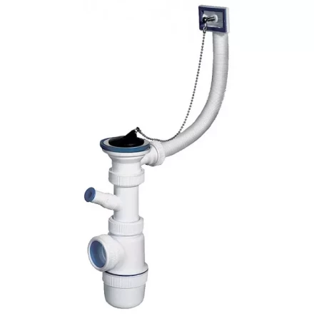 Сифон ЗУБР &quot;ЭКСПЕРТ&quot; колбовый для моек и раковин, выпуск - нержавеющая чашка, перелив, отвод для стиральной машины 51819 купить в Сургуте