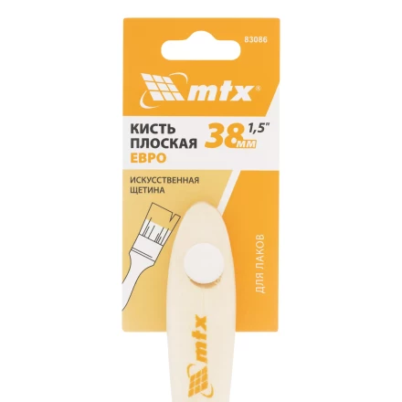 Кисть плоская для лаков &quot;Евро&quot; 1.5&quot;, искусственная щетина, деревянная ручка MTX 83086 купить в Сургуте