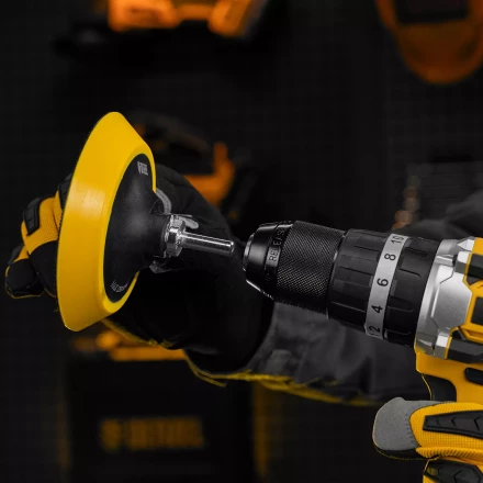 Тарелка опорная для дрели и УШМ с липучкой, 115 мм, мягкая, с адаптером c М14 на d8 Denzel 76247 купить в Сургуте