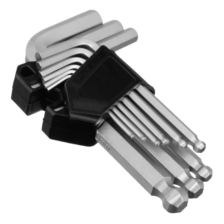 Набор ключей имбусовых, HEX, 2-12 мм, CrV, 9 шт., с шаром Сибртех 123637 купить в Сургуте