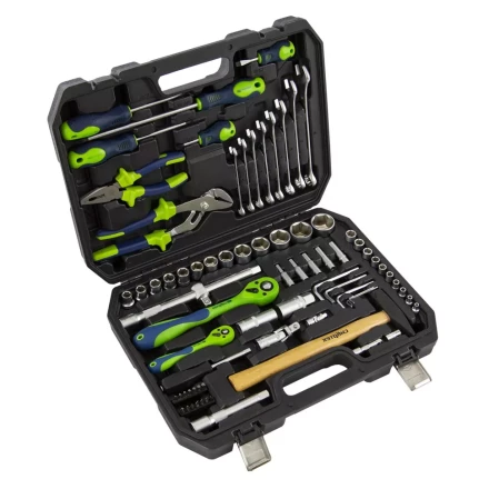 Набор инструментов 76 предметов CrV, 1/2&quot;, 1/4&quot; Сибртех 13528 купить в Сургуте