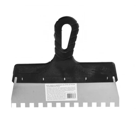 Шпатель из нержавеющей стали 250 мм зуб 10 х 10 мм пластмассовая ручка 85129 купить в Сургуте