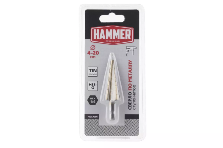 Сверло по металлу HAMMER Ф20х75мм (DR MT ST 4,0-20,0 мм*75/8мм) купить в Сургуте