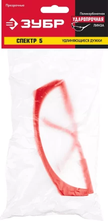 ЗУБР СПЕКТР 5, открытого типа, прозрачные, моностекло с дополнительной боковой защитой, защитные очки (110328) купить в Сургуте