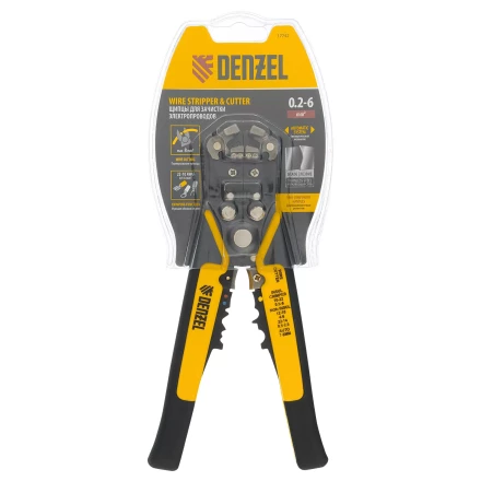 Щипцы для зачистки электропроводов 0,2-6 мм2, функция обрезания проводов Denzel 17742 купить в Сургуте
