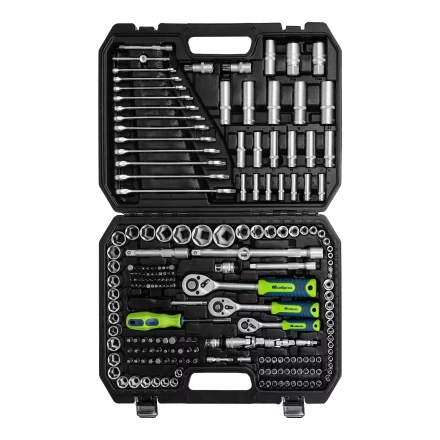 Набор инструментов Сибртех 14170, 1/2&quot;, 3/8&quot;, 1/4&quot;, пластиковый кейс 215 предм. купить в Сургуте