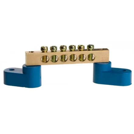 Шина СВЕТОЗАР нулевая на 2-х угловых изоляторах, поворотная,макс. ток 100А, 5,2мм, 6 полюсов 49809-06 купить в Сургуте