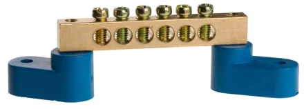 Шина СВЕТОЗАР нулевая на 2-х угловых изоляторах, поворотная,макс. ток 100А, 5,2мм, 6 полюсов 49809-06 купить в Сургуте