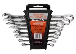 Набор ключей комбинированных 8 - 19 мм 8 шт CrV полированный хром MATRIX 15418