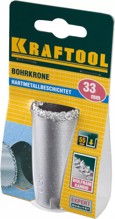 Коронка KRAFTOOL кольцевая с напылением из карбида вольфрама, 33мм 33401-33_z01 купить в Сургуте