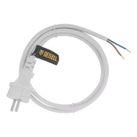 Шнур сетевой Denzel Energy Series, ПВС, 1,5 м, 2 x 1,5 мм, с неразборной вилкой, белый, 3 м, 37668 купить в Сургуте