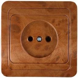 Розетка СВЕТОЗАР &quot;ГАММА&quot; без заземления, одинарная, цвет орех, 16А/~250В SV-54100-N