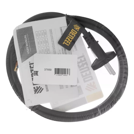 Шнур сетевой Denzel Energy Series, ПВС, 1,5 м, 2 x 1,5 мм, с неразборной вилкой, черный, 3 м, 37669 купить в Сургуте