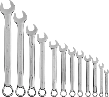 Набор ЗУБР &quot;ПРОФИ&quot;: Ключ гаечный комбинированный, Cr-V сталь, хромированный, 6-24мм, 12шт 27028-H12 купить в Сургуте