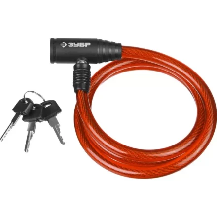 Замок ЗУБР &quot;МАСТЕР&quot;, тросовый, 3 ключа в комплекте, длина троса 950мм, d 10мм 37263-95 купить в Сургуте