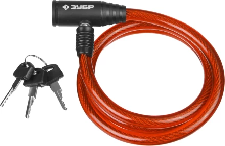 Замок ЗУБР &quot;МАСТЕР&quot;, тросовый, 3 ключа в комплекте, длина троса 950мм, d 10мм 37263-95 купить в Сургуте