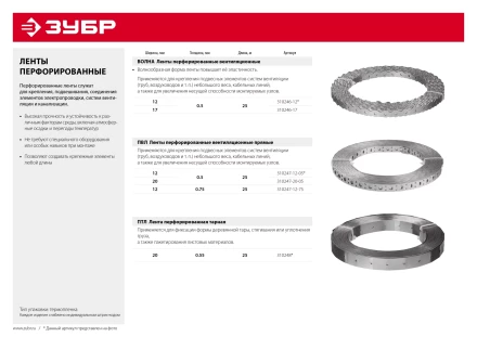 ЗУБР ПВЛ, 12 x 0.75 мм, 25 м, цинк, перфорированная вентиляционная лента прямая (310247-12-75) купить в Сургуте