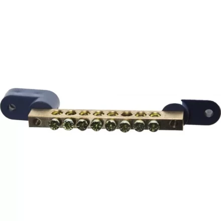 Шина СВЕТОЗАР нулевая на 2-х угловых изоляторах, поворотная,макс. ток 100А, 5,2мм, 8 полюсов 49809-08 купить в Сургуте