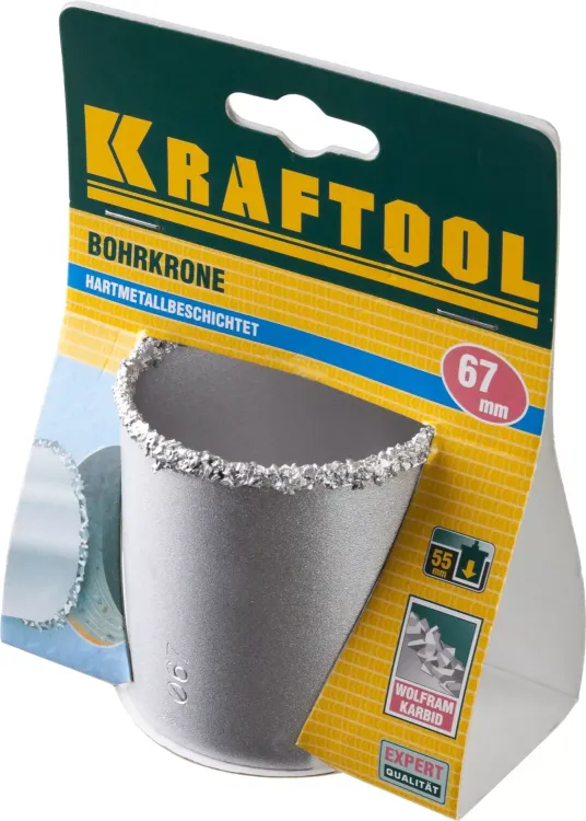 Коронка KRAFTOOL кольцевая с напылением из карбида вольфрама, 67мм 33401-67_z01 купить в Сургуте