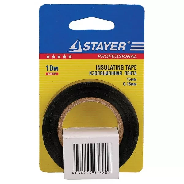 Изолента, STAYER Profi 12292-D-15-10, ПВХ, на карточке, 15мм х 10м х 0,18мм, черная 12292-D-15-10 купить в Сургуте