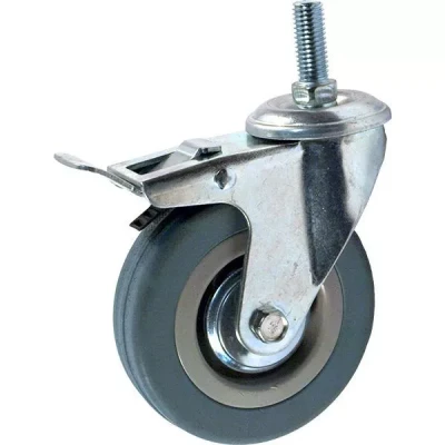 Аппаратное поворотное колесо с тормозом с болтом HITCH 120*26 резина серая SCtgb55 (SZ084831)